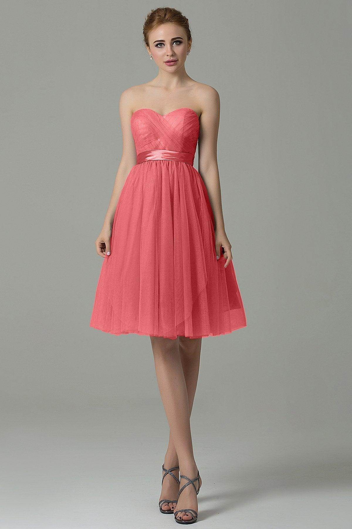A-Line Knee Length Tulle Bridesmaid Dress COZM15016 - COCOMELODY